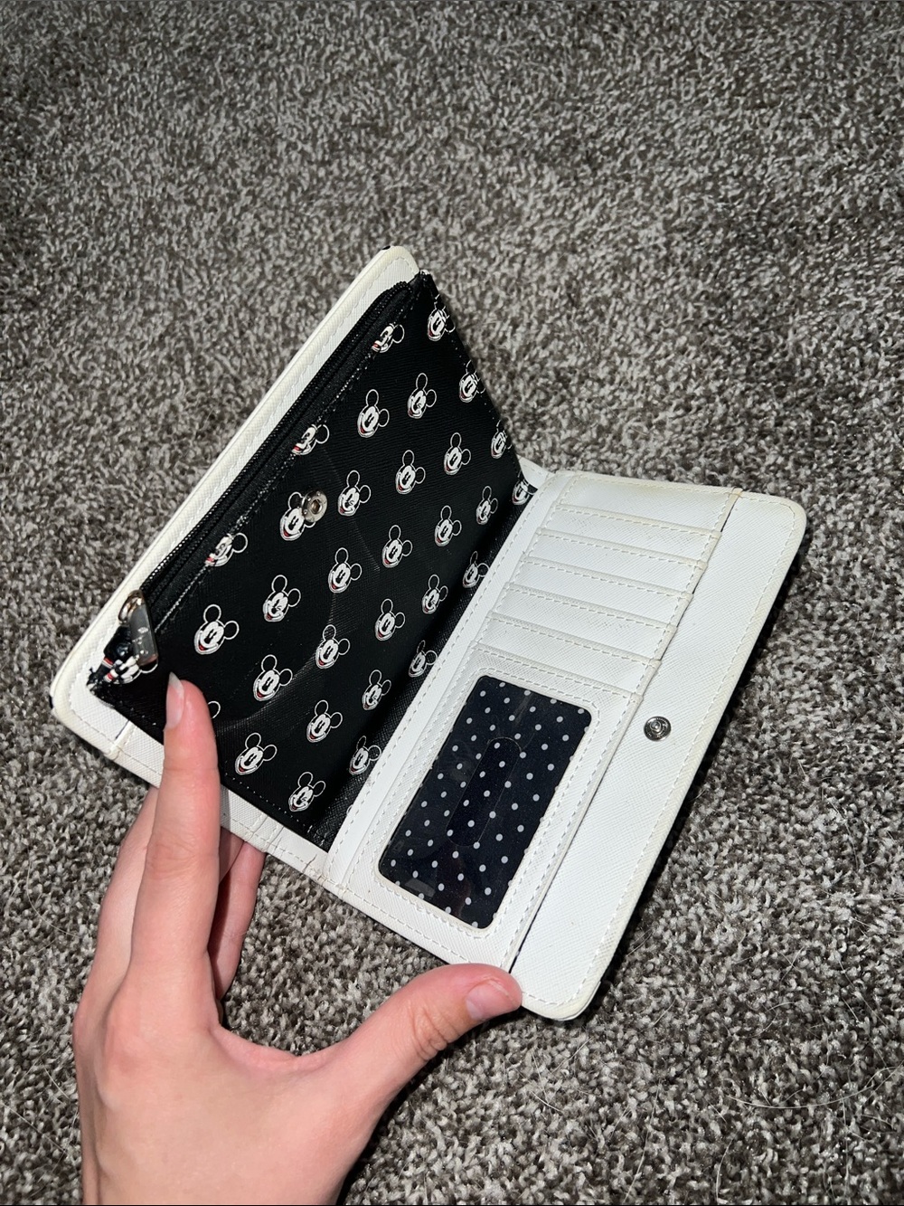 Loungefly White Mickey Mouse Pattern Zip Wallet - Picture 4 of 5